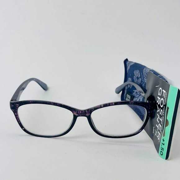 RG0057 Foster Grant Ready To Wear Purple Kayleen Reading Glasses (+1.50) w/ Case - Picture 1 of 7